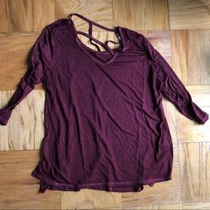 Garage long sleeve open back top